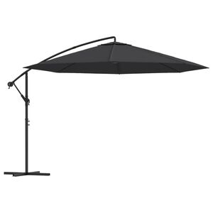 vidaXL Parasol de jardin en porte-&agrave;-faux avec m&acirc;t en aluminium noir