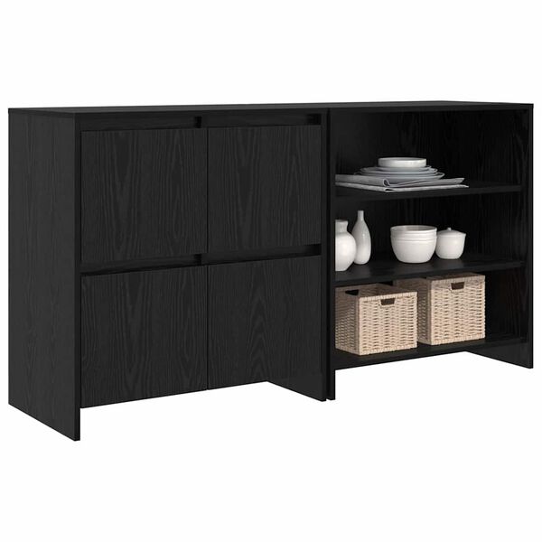 vidaXL Buffet 2 pcs Ch&ecirc;ne noir 70 x 41 x 75 cm Bois d'ing&eacute;nierie