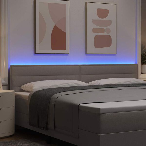 vidaXL T&ecirc;te de lit LED avec bandes LED Taupe 200 cm tissu