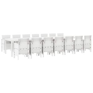 vidaXL Ensemble de salle &agrave; manger de jardin avec coussins 15 pcs Blanc