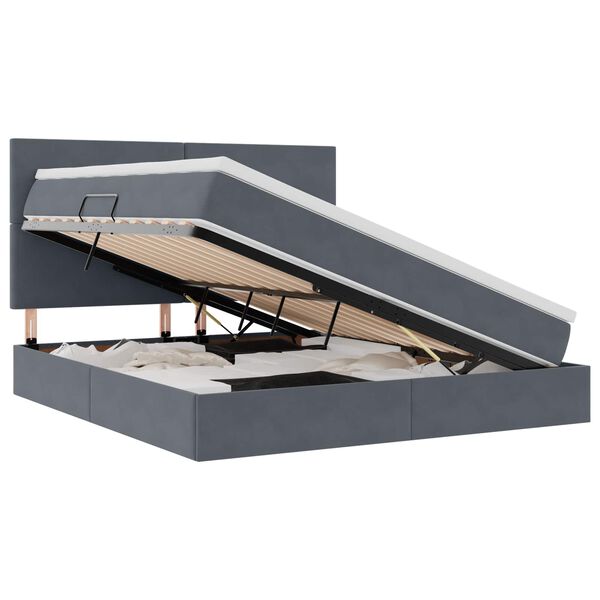 vidaXL Lit avec rangement et LED Gris fonc&eacute; 180 x 200 cm Velours
