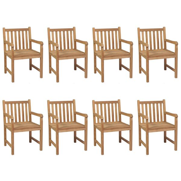 vidaXL Chaises de jardin lot de 8 avec coussins taupe Bois teck solide