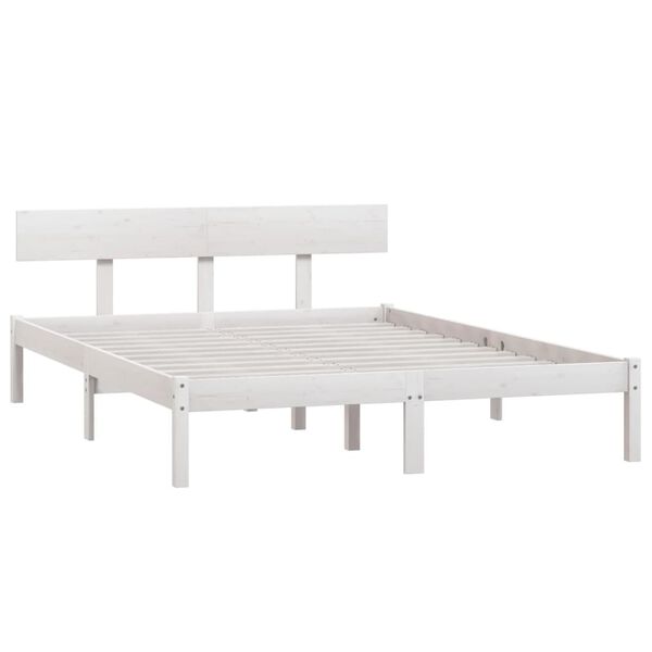 vidaXL Cadre de lit sans matelas blanc bois de pin massif