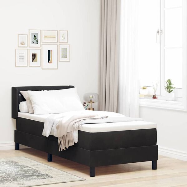 vidaXL Lit &agrave; ressorts avec matelas Noir 200 x 80 cm Velours
