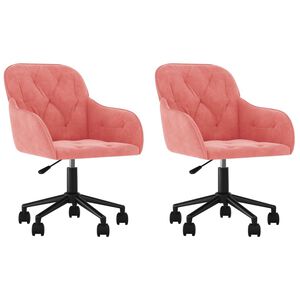 vidaXL Chaises pivotantes &agrave; manger lot de 2 Rose Velours