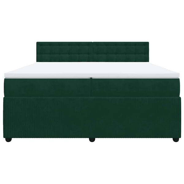 vidaXL Sommier &agrave; lattes de lit et matelas Vert fonc&eacute; 200x200cm Velours