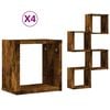 vidaXL Étagères Murales 4 pcs Marron 26 x 15 x 26 cm Bois d'ingénierie