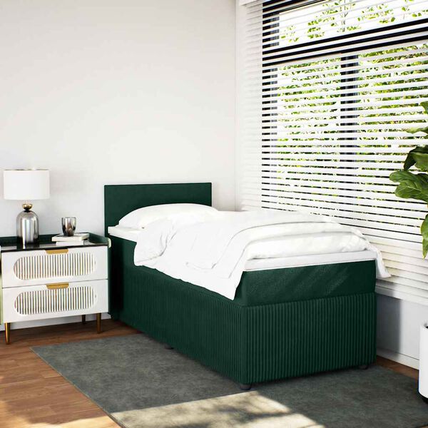 vidaXL Sommier &agrave; lattes de lit avec matelas Vert fonc&eacute; 90x190 cm