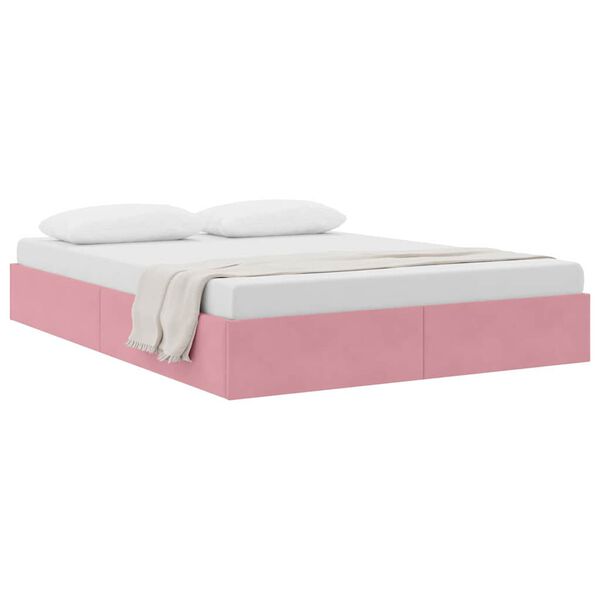 vidaXL Lit de Rangement avec matelas Rose 140 x 190 cm Velours