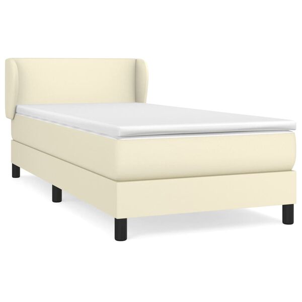 vidaXL Sommier &agrave; lattes de lit avec matelas Cr&egrave;me 90x190 cm Similicuir