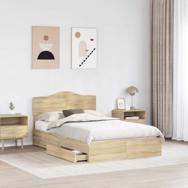vidaXL Lit de Rangement Ch&ecirc;ne Sonoma 120 x 200 cm Bois d'ing&eacute;nierie