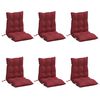vidaXL Coussins de chaise &agrave; dossier bas lot de 6 rouge bordeaux