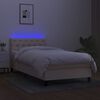 vidaXL Sommier &agrave; lattes de lit avec matelas LED Cr&egrave;me 80x200 cm Tissu