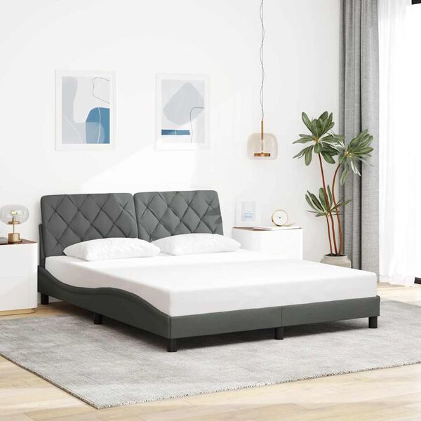 vidaXL Cadre de lit sans matelas gris fonc&eacute; 160x200 cm tissu