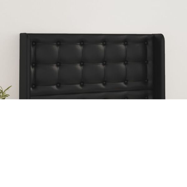 vidaXL T&ecirc;te de lit avec oreilles Noir 103x16x118/128 cm Similicuir