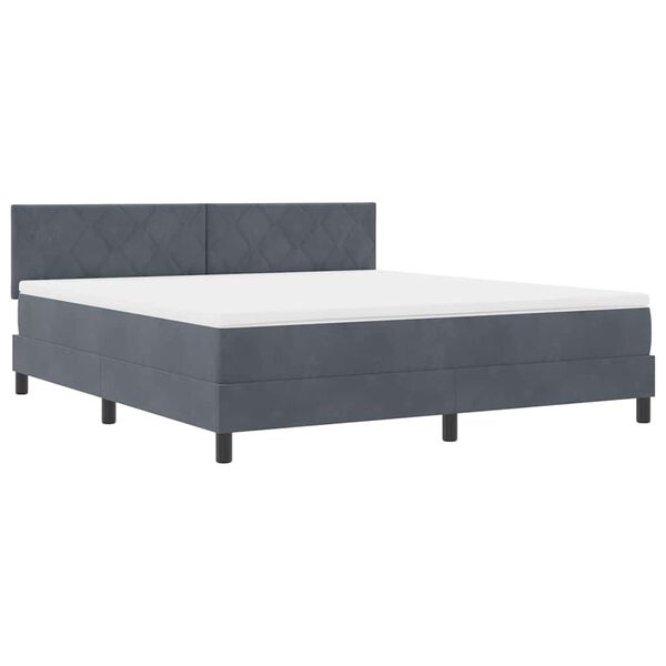 vidaXL Lit &agrave; ressorts avec matelas Gris fonc&eacute; 180 x 200 cm Velours