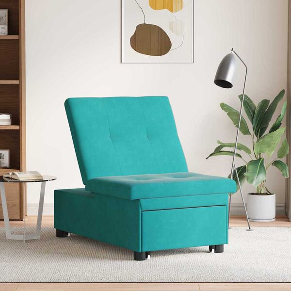 vidaXL Canap&eacute;-Lit Turquoise 194 x 67 x 82 cm Velours