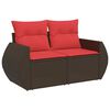 vidaXL Salon de jardin avec coussins 7 pcs marron r&eacute;sine tress&eacute;e