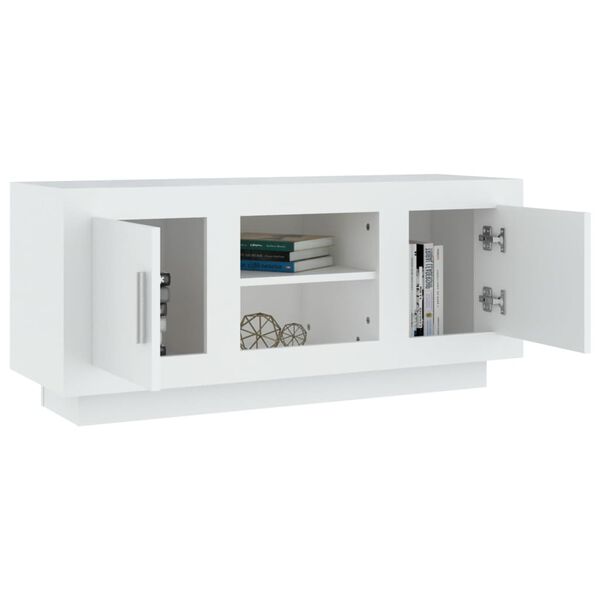 vidaXL Meuble TV blanc 102x35x45 cm bois d'ingénierie