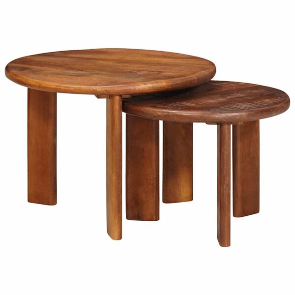 vidaXL Tables basses gigognes 2 pcs Marron miel Bois de mangue massif
