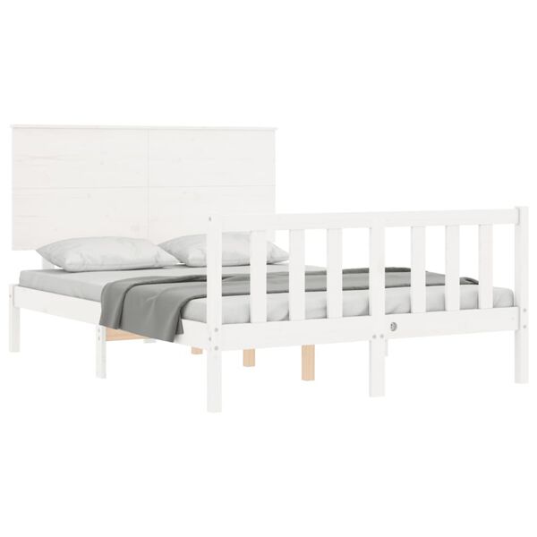 vidaXL Cadre de lit sans matelas blanc 140x190 cm bois de pin massif