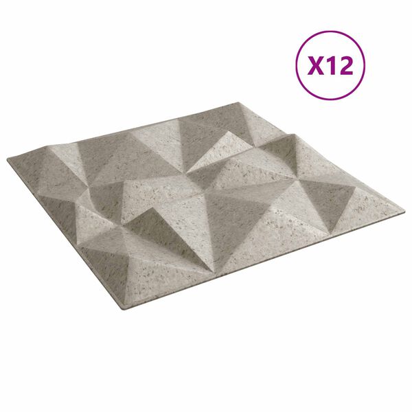 vidaXL Panneaux muraux 12 pcs B&eacute;ton Diamant 50 x 50 cm Mousse XPS