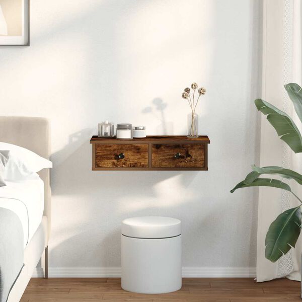 vidaXL Étagère murale avec tiroirs chêne fumé bois d'ingénierie