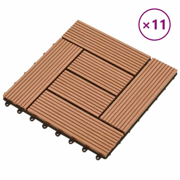 vidaXL Carreau de terrasse 11 pcs Marron 30 x 30 cm WPC