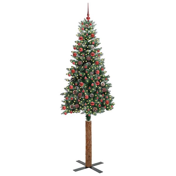 vidaXL Sapin de Noël mince avec 300 LED Vert et blanc 210 cm
