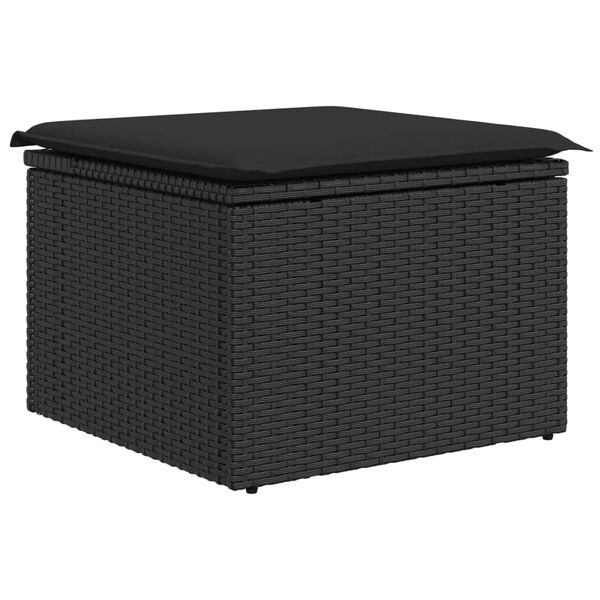 vidaXL Salon de jardin 8 pcs avec coussins noir r&eacute;sine tress&eacute;e