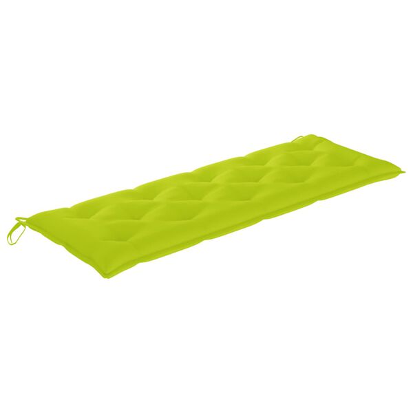 vidaXL Banc de jardin avec coussin vert vif 150 cm Bois de teck massif