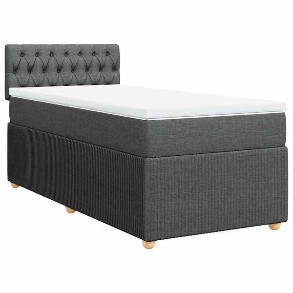 vidaXL Sommier &agrave; lattes de lit avec matelas Gris fonc&eacute; 80x200 cm Tissu