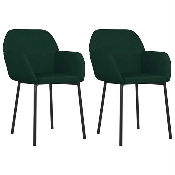 vidaXL Chaises à manger lot de 2 Vert foncé Velours