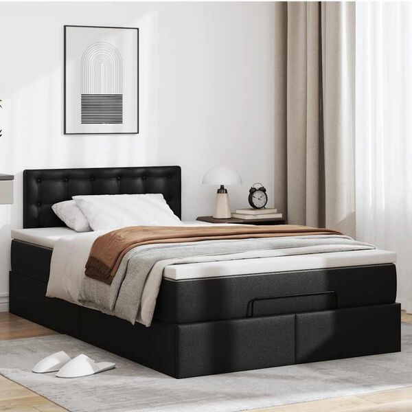 VidaXL Cadre de lit ottoman avec matelas noir 120x200 cm similicuir