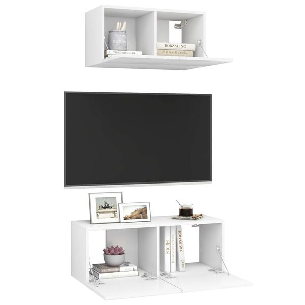 vidaXL Ensemble de meubles TV 2 pcs Blanc Bois d'ing&eacute;nierie