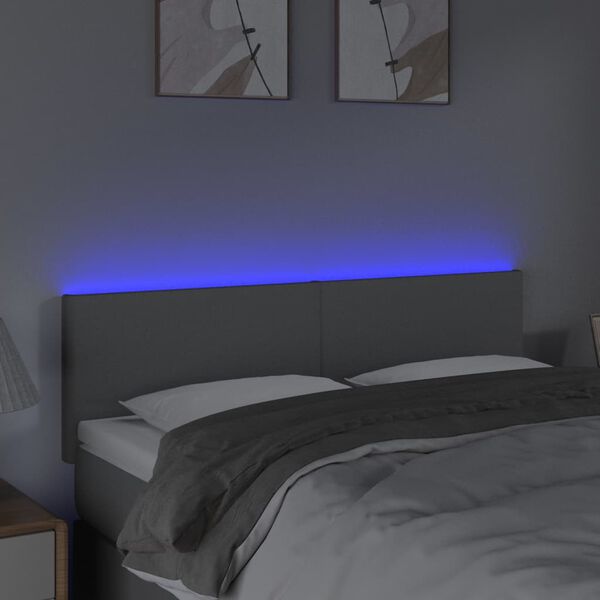 vidaXL T&ecirc;te de lit &agrave; LED Gris clair 144x5x78/88 cm Tissu