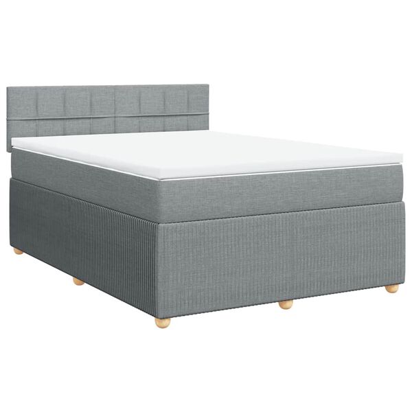 vidaXL Sommier &agrave; lattes de lit avec matelas Gris clair 140x190cm Tissu