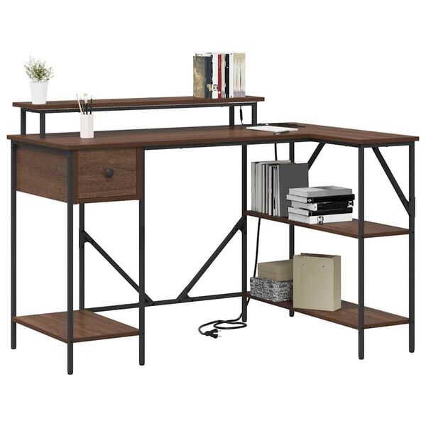 vidaXL Bureau Ch&ecirc;ne brun 120 x 79 x 86,5 cm Bois d'ing&eacute;nierie