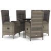 vidaXL Ensemble &agrave; manger de jardin coussins 5 pcs noir et gris