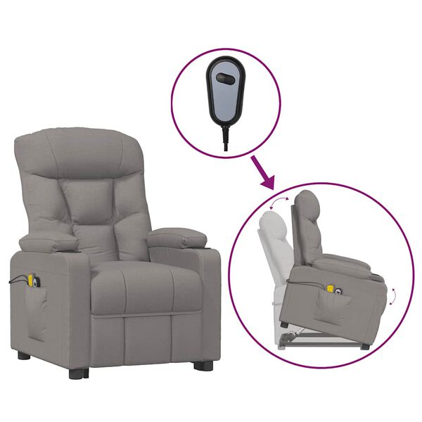 vidaXL Fauteuil de massage Taupe Tissu