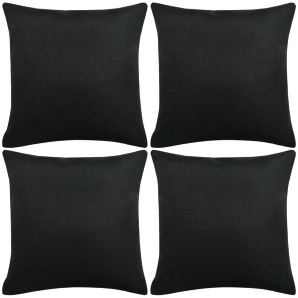 vidaXL Housses de coussin 4 pcs Aspect de lin Noir 40x40 cm