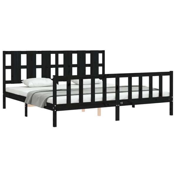 vidaXL Cadre de lit sans matelas noir 200x200 cm bois massif de pin