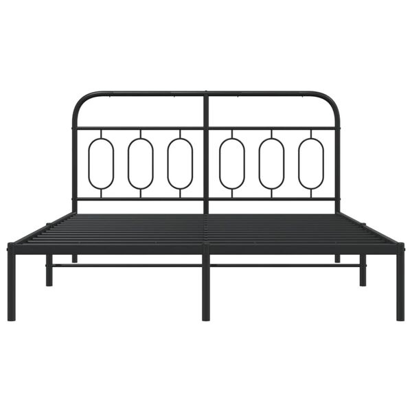 vidaXL Cadre de lit métal sans matelas avec tête de lit noir 140x190cm