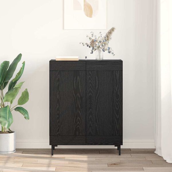 vidaXL Buffet Ch&ecirc;ne noir 69,5 x 34 x 90 cm Bois d'ing&eacute;nierie et fer