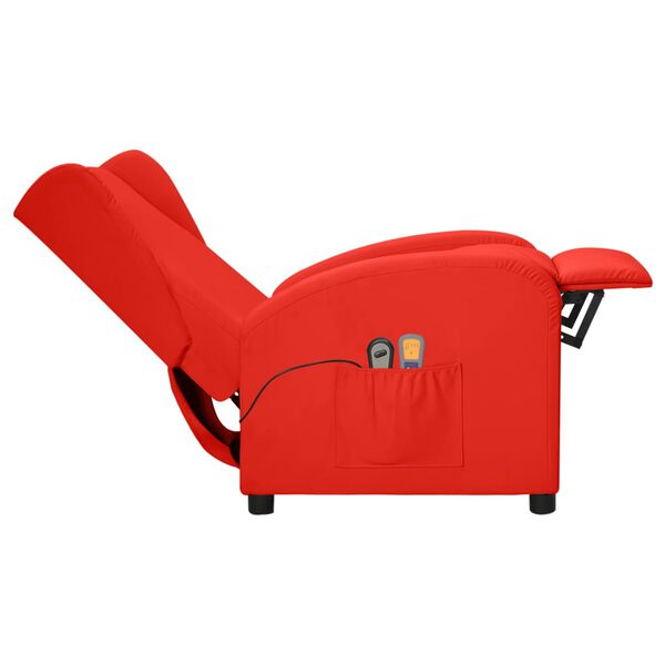 vidaXL Fauteuil de massage électrique à oreilles Rouge Similicuir