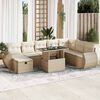 vidaXL Salon de jardin avec coussins 9 pcs beige r&eacute;sine tress&eacute;e