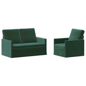 vidaXL Ensemble de Canap&eacute;s 2 pcs Vert fonc&eacute; Velours (V)