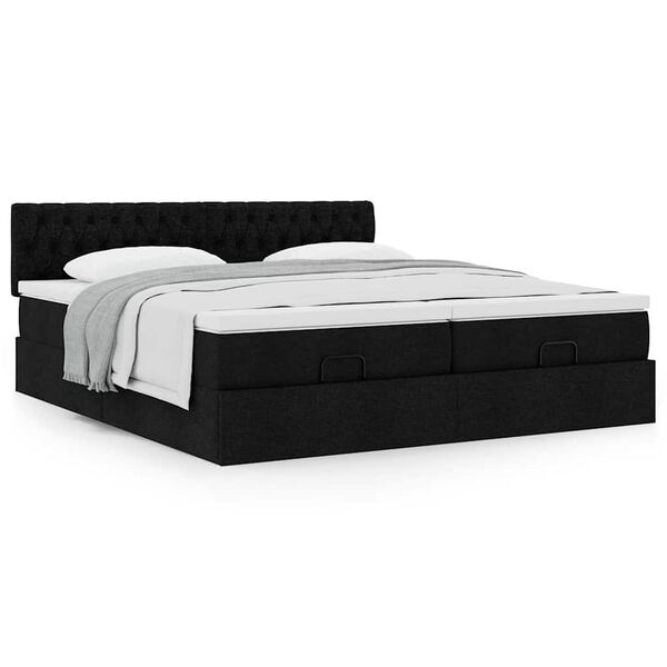 VidaXL Cadre de lit ottoman avec matelas noir 180x200cm tissu