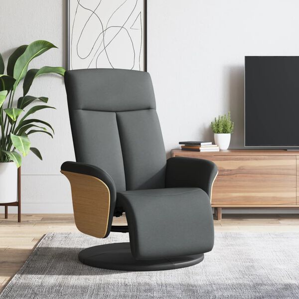 vidaXL Fauteuil inclinable avec repose-pieds gris fonc&eacute; tissu