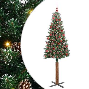 vidaXL Sapin de No&euml;l mince Vert 180 cm PVC et bois de pin massif